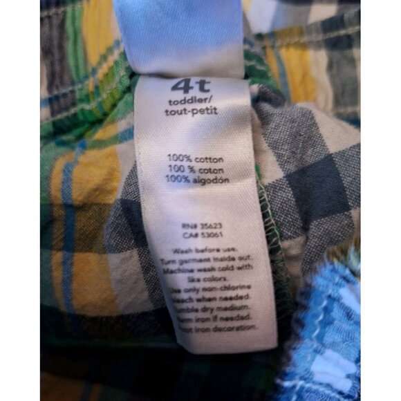 Carter's Boys Blue Green Yellow Plaid Elastic Waist 100% Cotton Shorts Size 4T - Picture 4 of 8